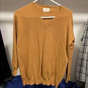 Women's Tan V-Neck Sweater